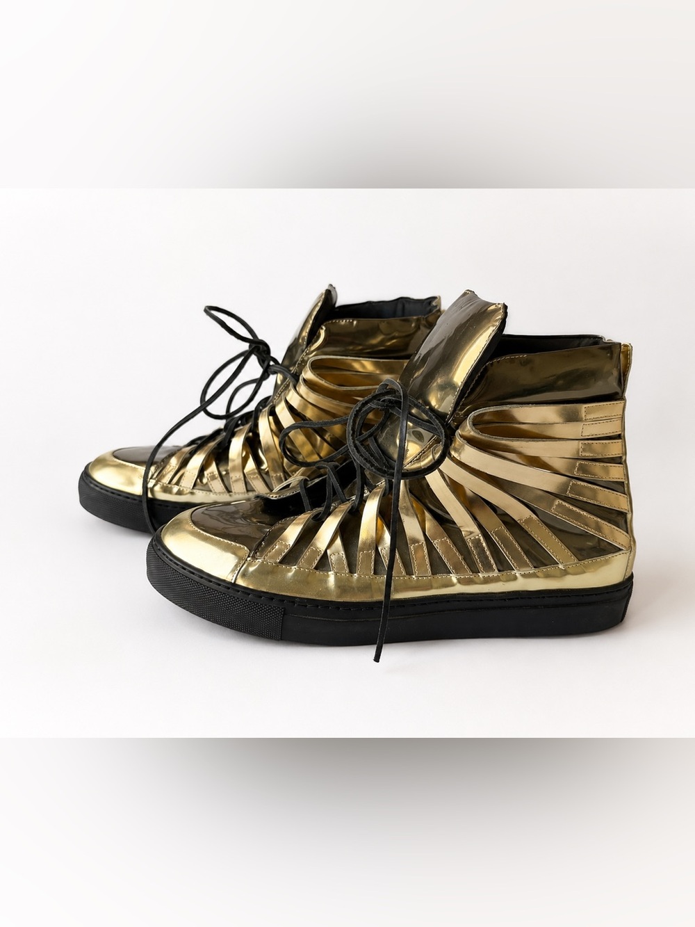 Damir Doma Falco Gold Metallic High Top Sneakers EU 44 Rare Italy - Picture 2 of 7